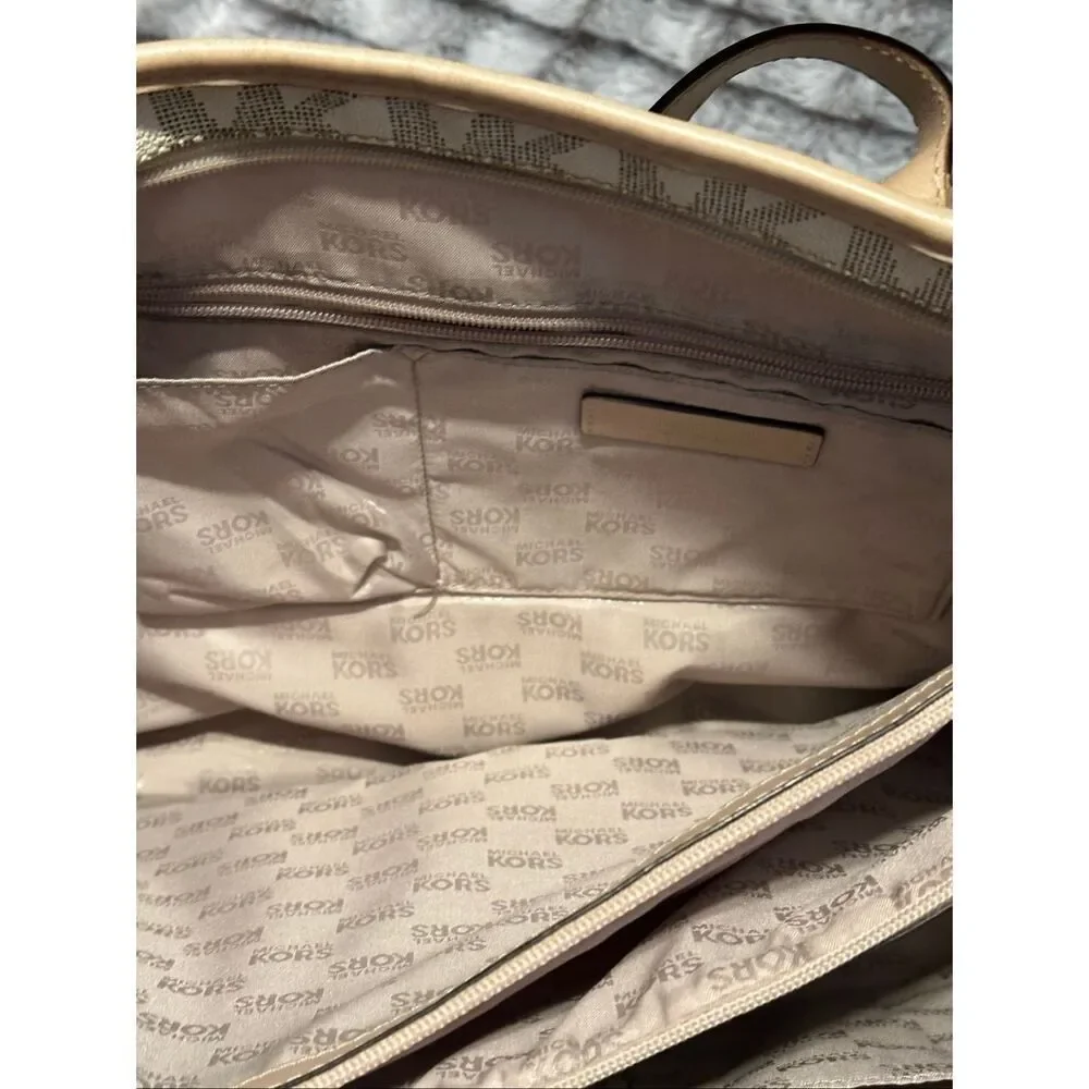 Michael Kors Beige and Cream Large Tote Bag